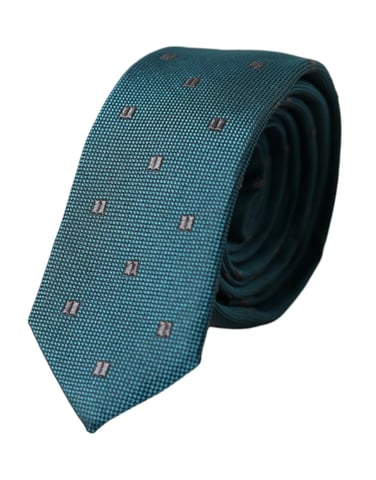Teal Silk Tie Geometric Pattern