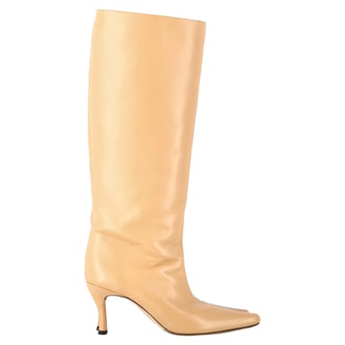 By Far Stevie Knee Boots in Beige Leather