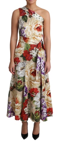 Floral Print Oneshoulder Midi Dress