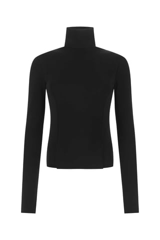 Black Stretch Viscose Blend Top