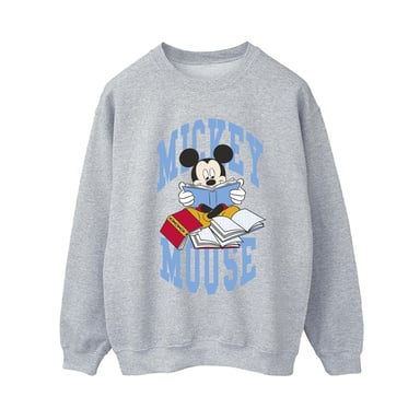Disney Womens/Ladies Mickey Mouse Reading Books Sweatshirt (Sport Grey)
