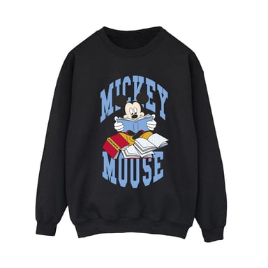 Disney Womens/Ladies Mickey Mouse Reading Books Sweatshirt (Black)