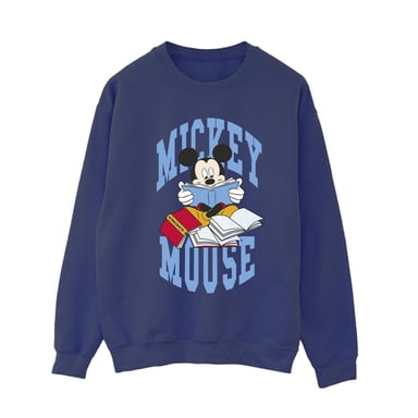 Disney Womens/Ladies Mickey Mouse Reading Books Sweatshirt (Navy Blue)