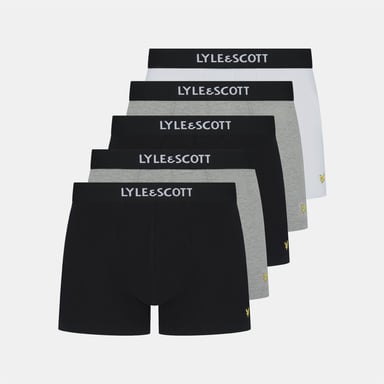 Lyle and Scott Henrick boxershorts voor heren, 5 stuks, in het zwart.