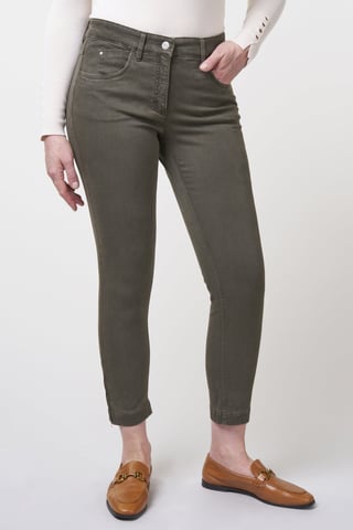 Twigie Coloured Shape-On Straight Jeans Short | Olive