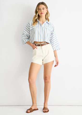 Oversized katoenen shirt met blauwe strepen
