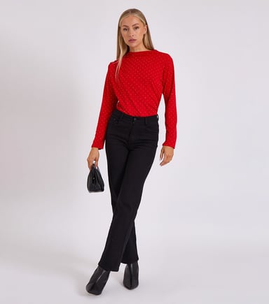 Rode Diamante Stud Cowl Front Bodysuit