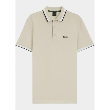 Paddy Short Sleeve Collared Logo Detail Regular Fit Polo Shirt in Ecru