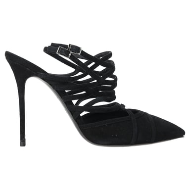 Giuseppe Zanotti Lace Up Strappy Pumps in Black Suede