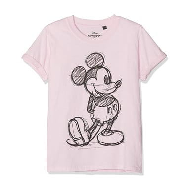 Disney Girls Mickey Mouse Sketch T-Shirt (Light Pink)