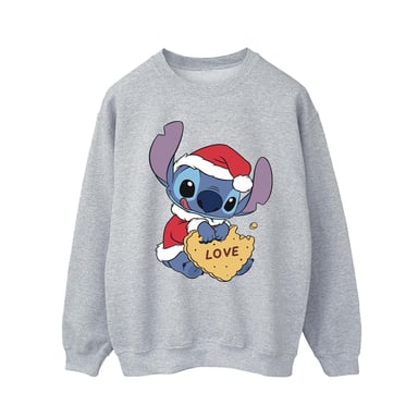 Disney Mens Lilo And Stitch Christmas Love Biscuit Sweatshirt (Sports Grey)