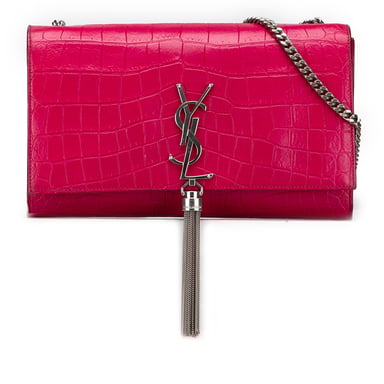 Begagnad Medelstor Krokodil Prägling Läder Kate Fringed Crossbody