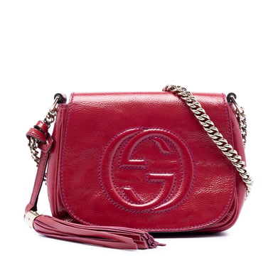 Begagnad Liten Patent Soho Kedja Flap Crossbody