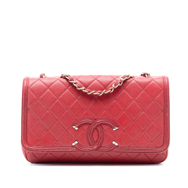 Begagnad Medium Kviltad Kaviar CC Filigree Flap