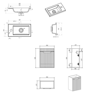 Badplaats Toiletmeubel thermis 40 x 22 cm - fonteinmeubel met