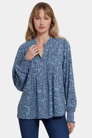 Pleated Peasant Blouse | Rain Garden
