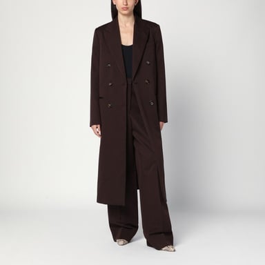 Double-breasted Plum Wool Coat