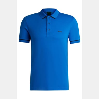 Herenpolo van Boss Paule Interlock-katoen in slim fit-stijl, blauw