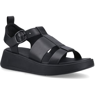 Fitflop F-Mode Vissersleren Dames Zwarte Smalle Sandalen