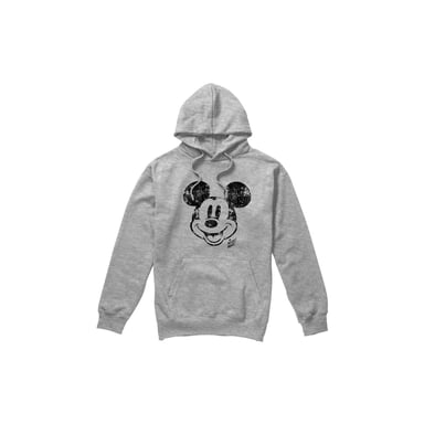 Disney Mens Mickey Mouse Face Distress Hoodie (Sport Heather)