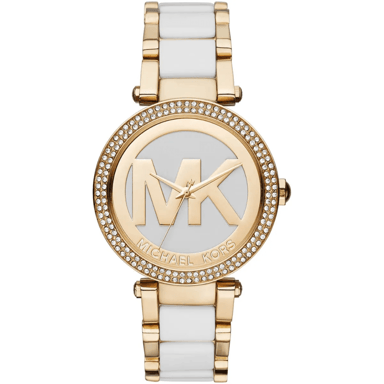 Michael Kors Parker MK6313 Witte Wijzerplaat 39mm Dames Gouden & Witte Horloge