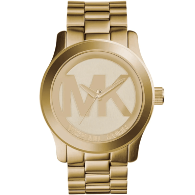 Michael Kors Runway XL MK5473 Dames Gouden Roestvrijstalen Horloge 45mm