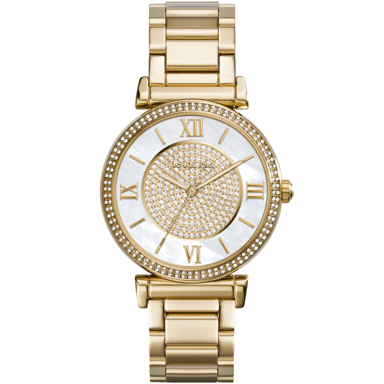 Michael Kors MK3332 Catlin Kristallen Wijzerplaat Dameshorloge, Geel Goud, 38 mm