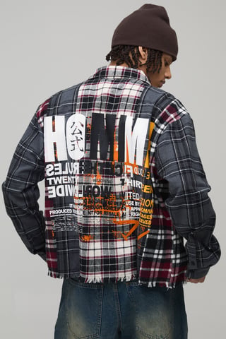 Oversized Boxy Spliced Check Shirt