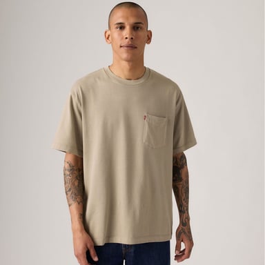 Men's Levis Housemark Pocket T-Shirt in Khaki
