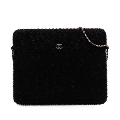 Begagnad Cc Tweed Kedja Runt Tabletthållare Crossbody