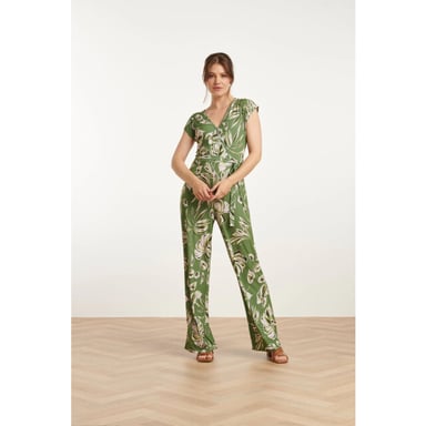 Smashed Lemon 25160 leaf print stretch jumpsuit |