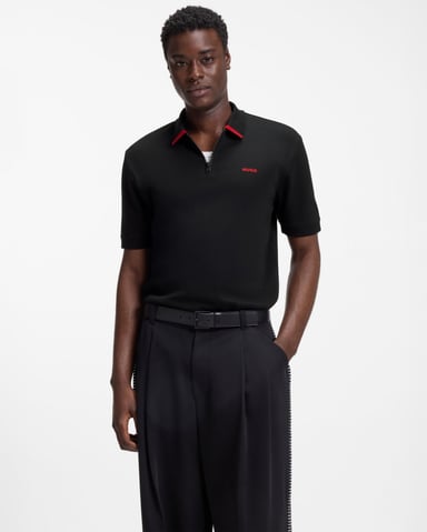 Dalomino Polo Shirt met Korte Mouwen in Zwart