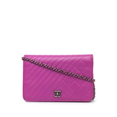 Quilted Leather Wallet On Chain