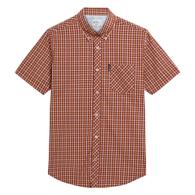 Ben Sherman Herr Signature Husstickad Kortärmad Skjorta (Röd)