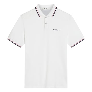 Ben Sherman Herr Signature Pique Polo T-shirt (Vit)