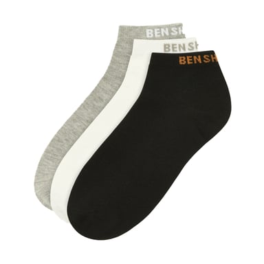 Ben Sherman Unisex Adult Trainer Socks (Pack of 3) (Black/White/Grey)