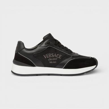 Versace Heren Leren Mix Sneakers Zwart