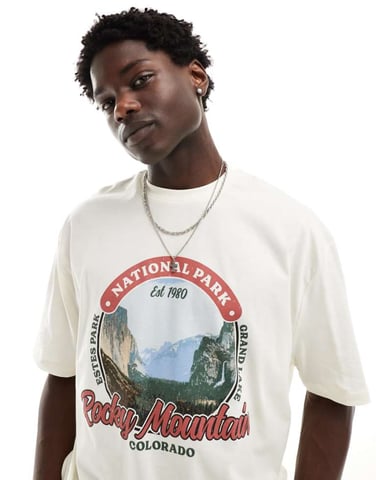 ASOS DESIGN oversized t-shirt in white with scenic front print