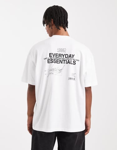 ASOS DESIGN oversized t-shirt in white with text back print