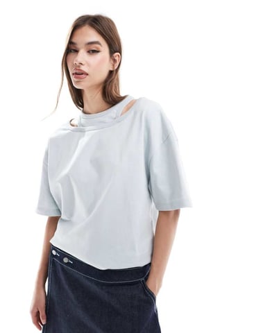 ASOS DESIGN double layer oversized t-shirt in grey