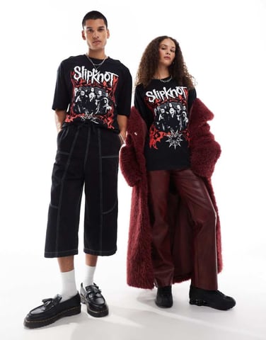 ASOS DESIGN unisex oversized graphic t-shirt with Slipknot prints in black