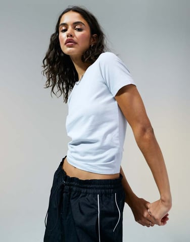 ASOS DESIGN fitted crop t-shirt in washed grey
