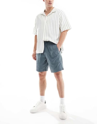 Abercrombie & Fitch 8inch supply pocket court shorts in blue grey