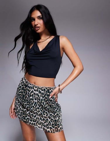 ASOS DESIGN cowl neck backless top in black