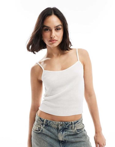 ASOS DESIGN raw edge vest in white