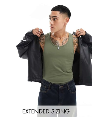 ASOS DESIGN essentiel muskelpassform väst i khaki