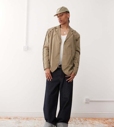Reclaimed Vintage frayed suit blazer in beige