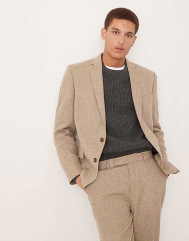 ASOS DESIGN slim suit jacket with wool in stone