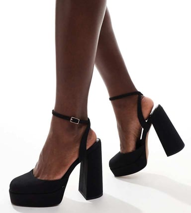 ASOS DESIGN Wide Fit Pressure platform high heeled shoes in black