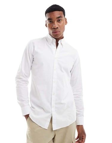 BOSS Orange rickert oxford long sleeve shirt in white